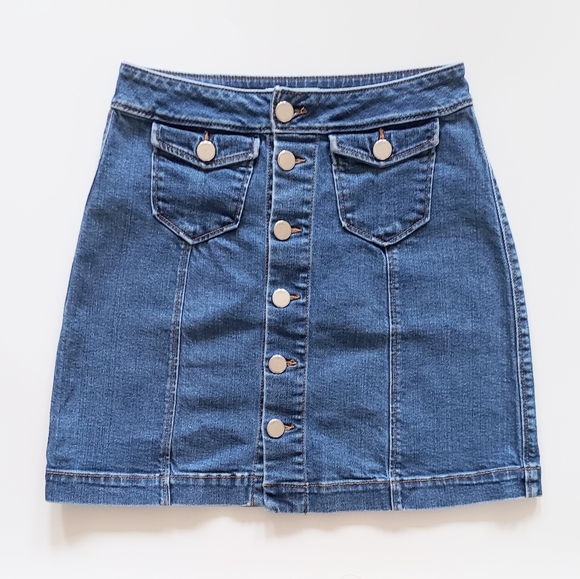 Made and Loved Loft Jean Skirt Button Down Blue Womens Size 0 - Picture 1 of 4